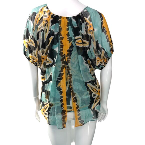 Diane Von Furstenberg DVF Womens Size 8 Merrill Blouse Abstract Silk Fully Lined - Picture 8 of 16